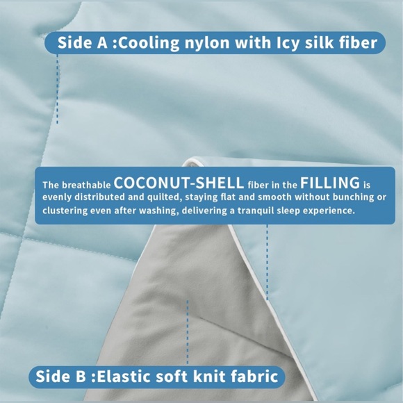 Cooling Blanket for Hot Sleepers Double Sided Lightweight, Blue/Gray Full Size - Picture 3 of 5